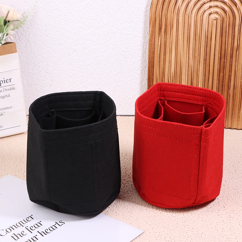 Women Make Up Bag Bucket Felt Insert Bag Soft Pouch Handbag Travel Purse Liner Portable High-capacity Cosmetic Organizer 5Colors 4