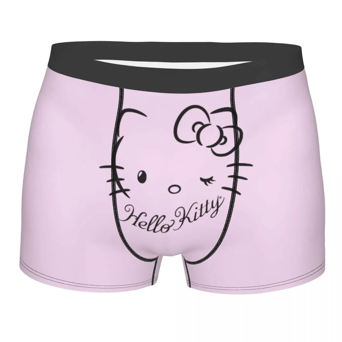 

Мужское длинное нижнее белье Hello Kitty Winking, красивые Мультяшные боксеры, дышащие мужские трусы