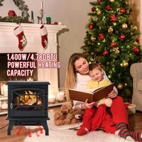 FDW Electric Fireplace Heater 20" Freestanding Fireplace Stove Portable Space Heater with Thermostat Realistic Log Flame Effect 2