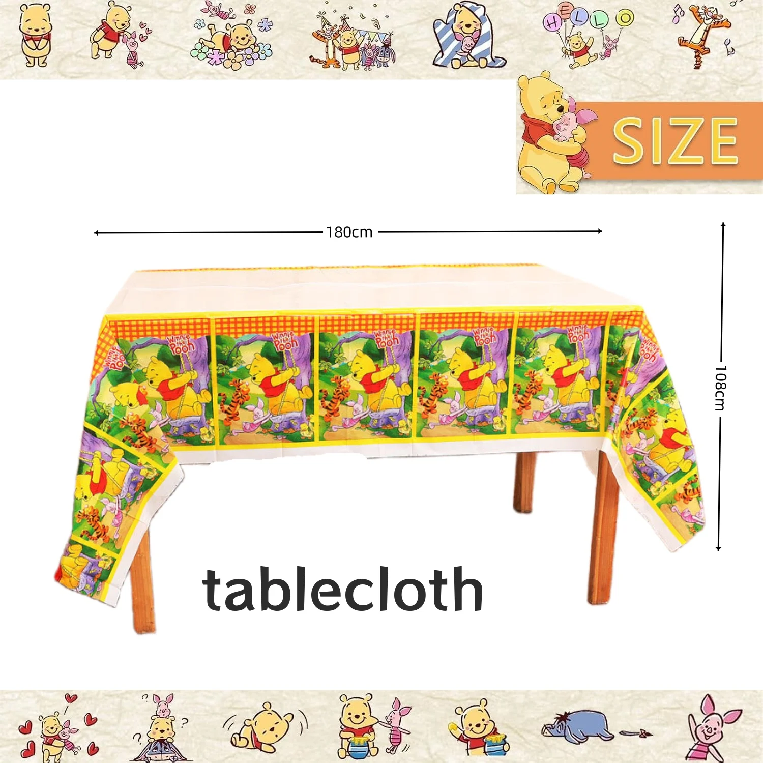 Disney Winnie the Pooh Tablecloth Disposable Tablecloth Birthday Party Supplies Party Supplies Birthday Tableware Set Baby Shower Kids Favor Party Decor