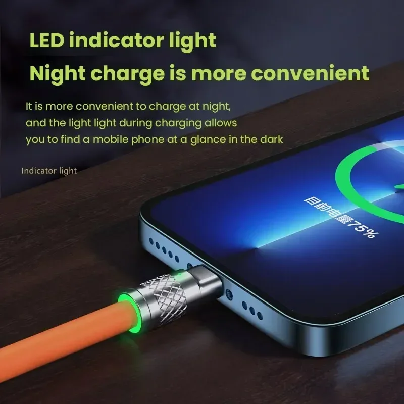 120W 6A Fast Charging C Type Cable Micro3 in 1 Micro USB iPhone Charging Cable Samsung Huawei Xiaomi Phone Charger USB Cable