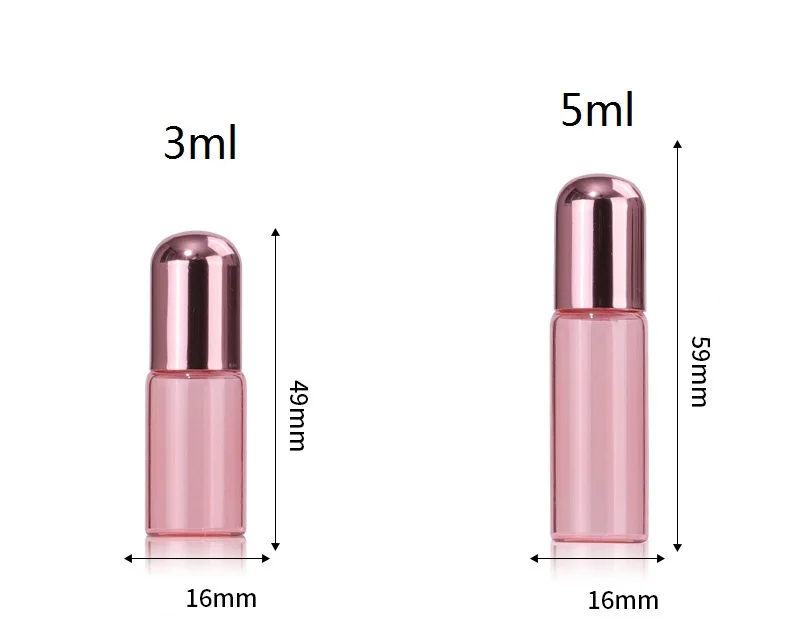 로즈 골드 투명 향수 테스터 롤 온 병, 유리 유리병, 로즈 골드 뚜껑, 롤러병, 1ml, 2ml, 3ml, 5ml