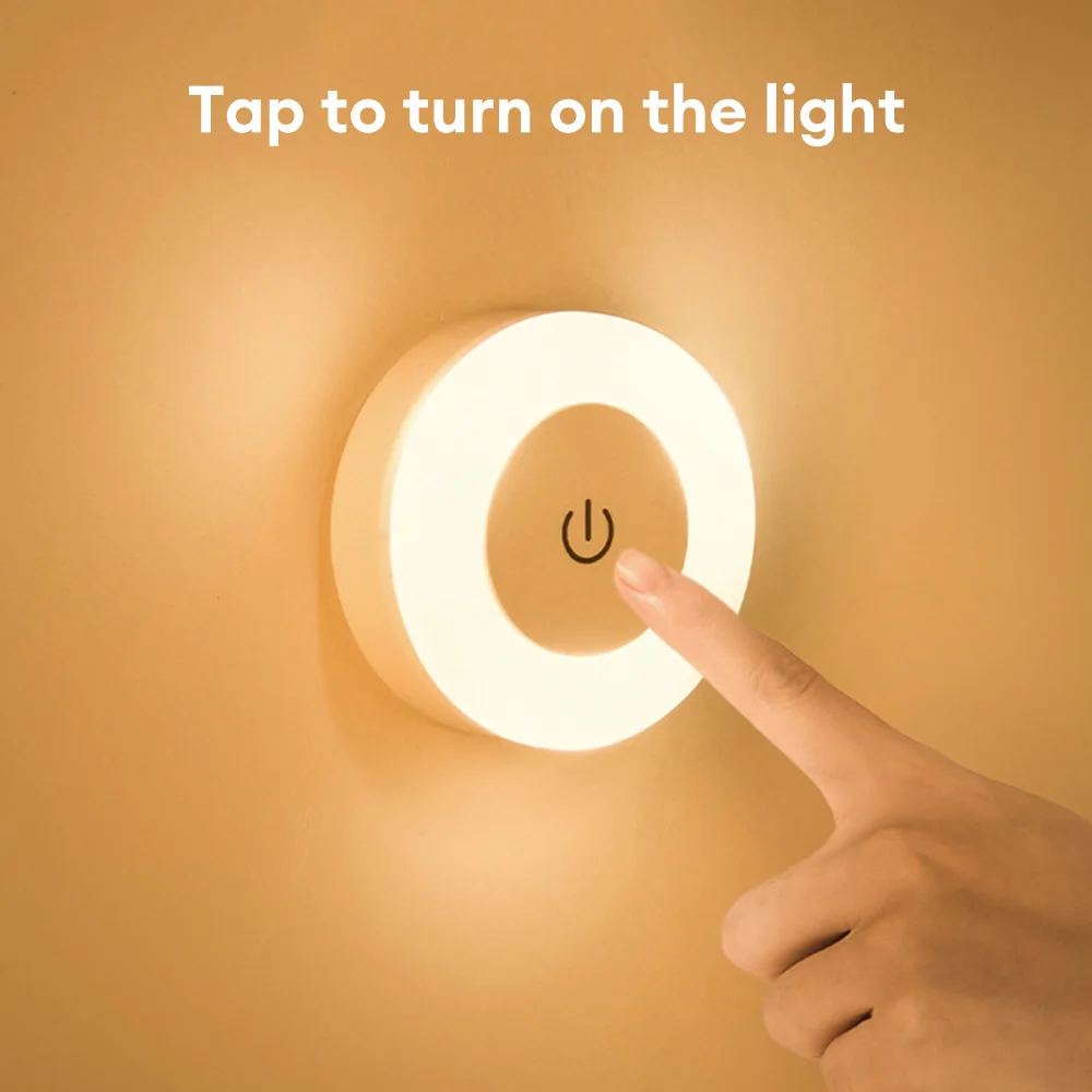 LED Touch Sensor Night Light 3 Modes Dimming Wall Lights Portable USB Rechargeable Night Lamp For Living Room Bedroom Lighting