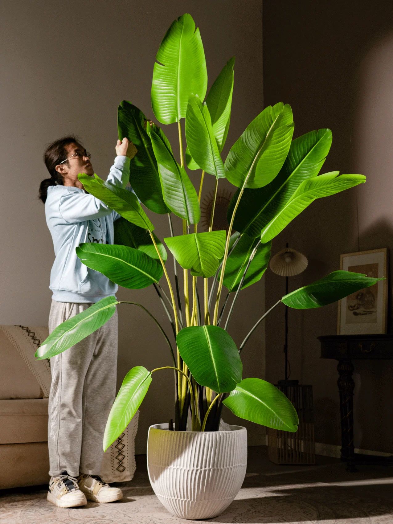 

Large bionic bird of paradise traveler banana artificial fake tree potted green plant indoor plant decorative ornaments