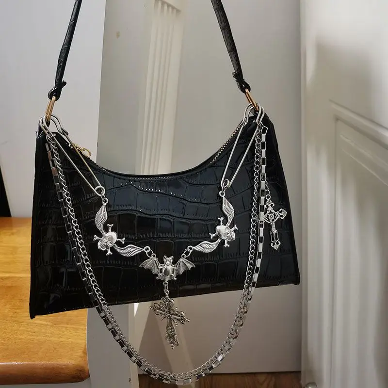 HAEX Y2K Harajuku Women's Bag 2024 Trend Gothic Skull Chains