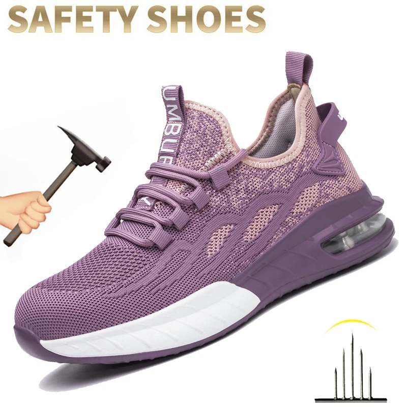 Safety Shoes For Women Steel Toe Anti-smash Safety Boots Industrial Work Boots Puncture Proof Indestructible Breathable Sneakers