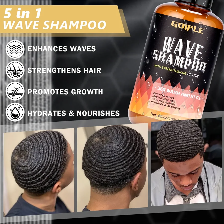 180ml Wave Shampoo Deep Clean Hair Styling Pomade Cream 360 Style High Shine Strong Hold Layered Control Wavy For Men