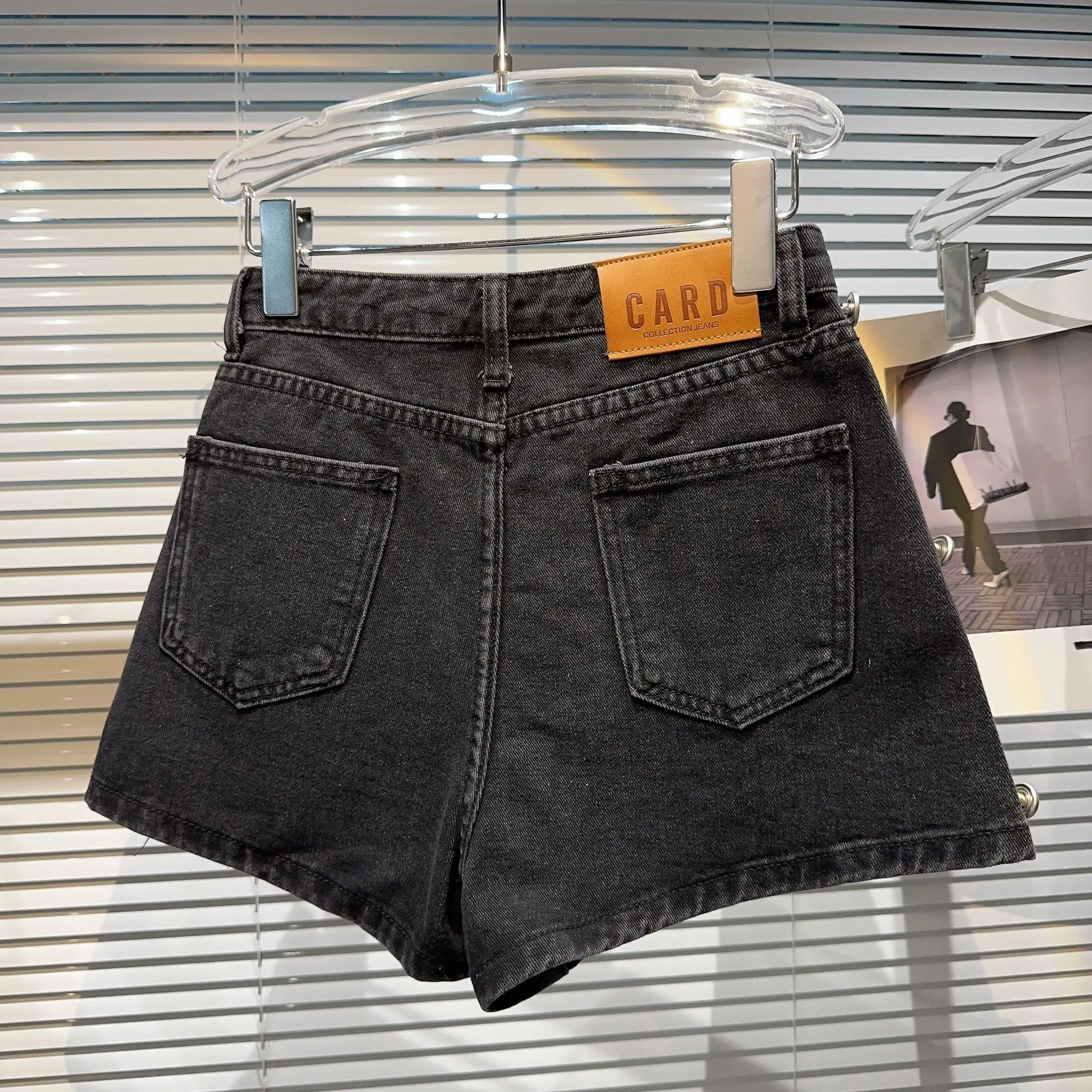 Street Hot Girl Side Buckle Skirt Fake Two-Piece Washed Denim Shorts Pantskirt Women's 2023 Summer New High Waisted Jeans Shorts