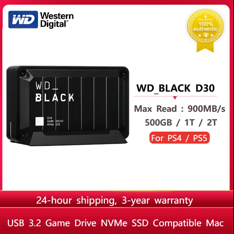 Western Digital Wd_black D30 1tb 2tb Nvme Ssd Game Hard Drive Portable External Solid State