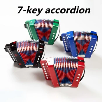 7-key Accordion for Children Beginner Learning Interesting Christmas Gift Mini Accordion Portable Musical Keyboard Instruments