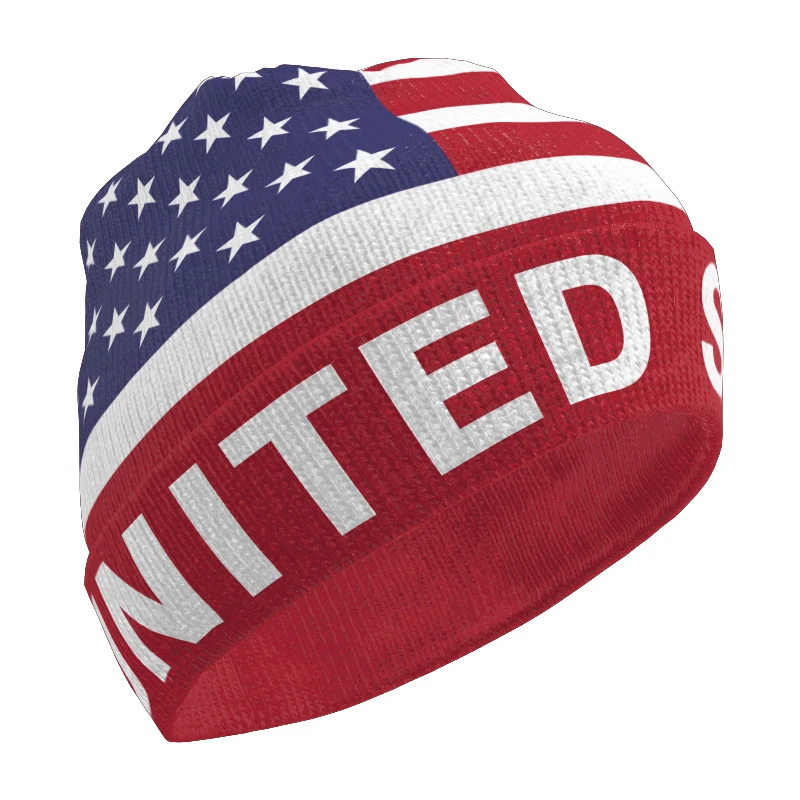 

America Knitted Hat Free Custom Winter Cold Pullover American Usa Flag Nation United States Star Keep Warm Cap Us Hip Hop Beanie