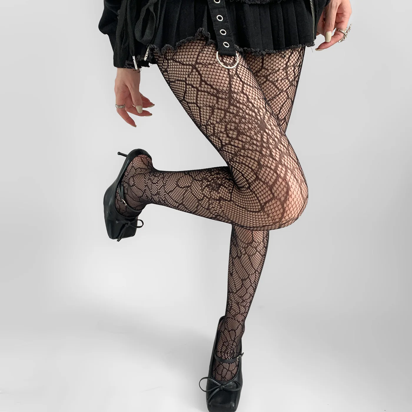 Gothic Netzstrümpfe Schwarze Strumpfhosen Frauen Sexy Nylon Sheer Strumpfhosen Cosplay JK Mädchen Strumpfhosen Halloween Themed Retro Strümpfe # – Detail 5