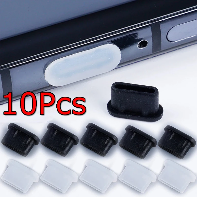 Silicone Dustproof Plug for Type-C Charging Port - Soft Rubber Cover (10-Pack)