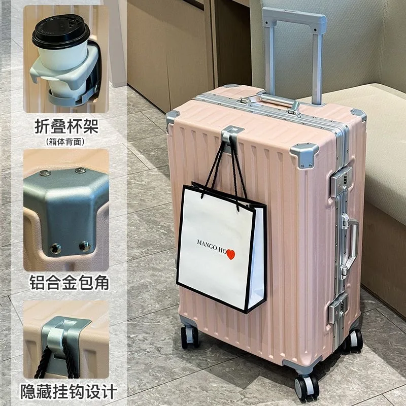 Maleta de viaje de gran tamaño, cubierta de carrito de equipaje para mujeres y hombres, maleta de equipaje de mano con portavasos, funda de embarque, bolsa de viaje