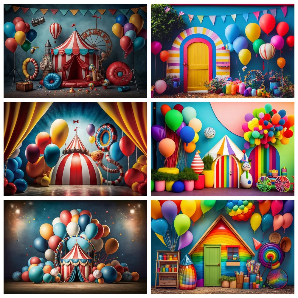 Zirkus Karneval Fotohintergrund – 180x100 Cm, Mit Rotem Vorhang & Riesenrad, Für Party-Deko & Fotos