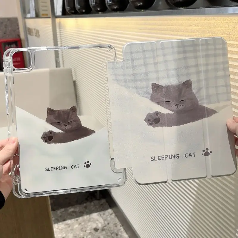 Adorable Kitten Design Pencil Holder Tablet Case