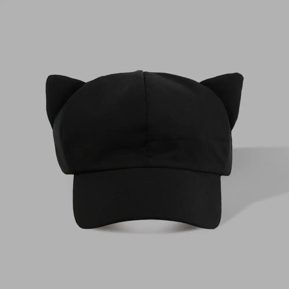 Korean Y2k Cat Ear Hat Women's Baseball Hat Outdoor Sunscreen Peaked Cap Female Lovely Casual Solid Color baseball cap,sun hat