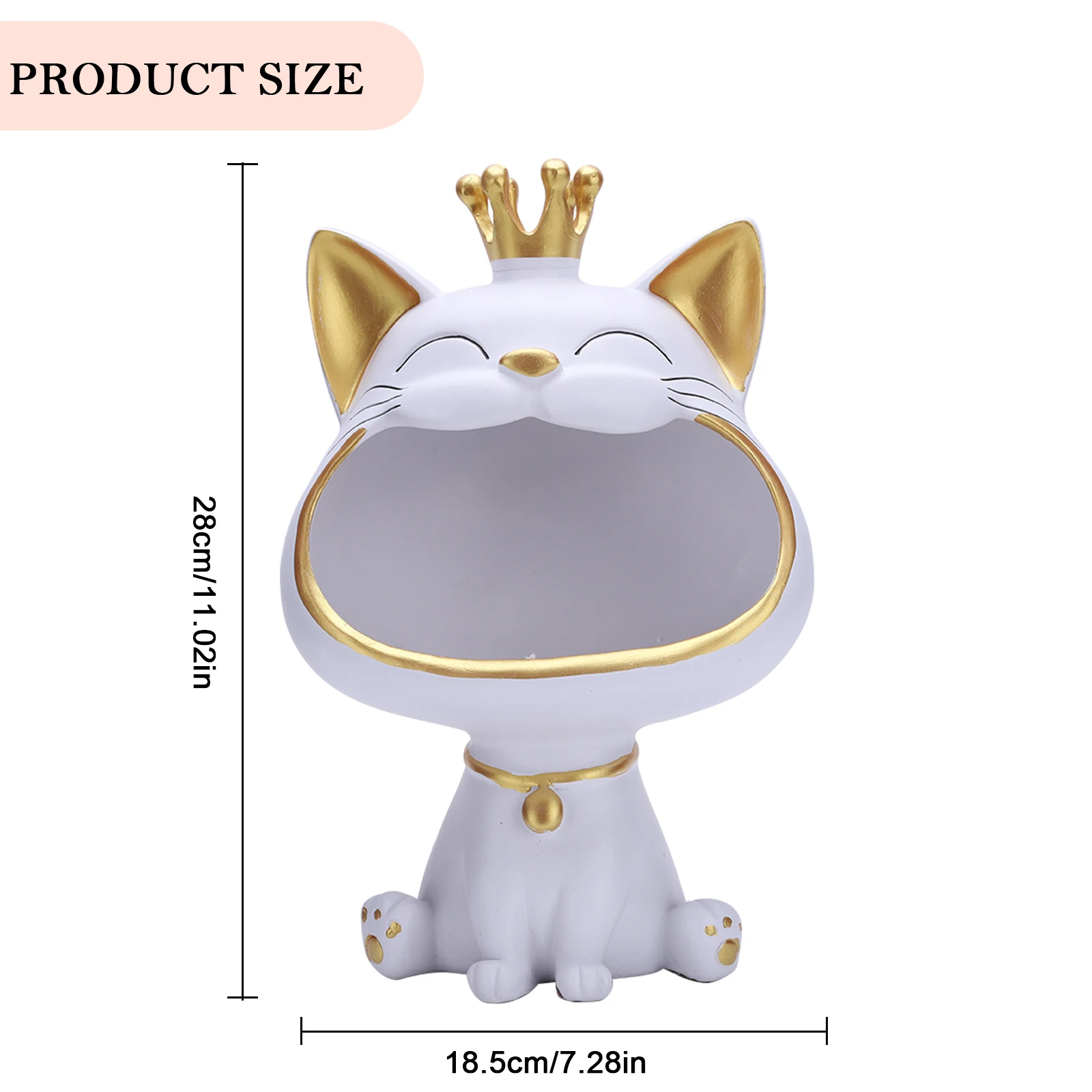 Fortune Cat Storage Sculpture Entrance Crafts Resin Storage Box Decor Non-toxic Harmless Household Supplies for Home Living Room