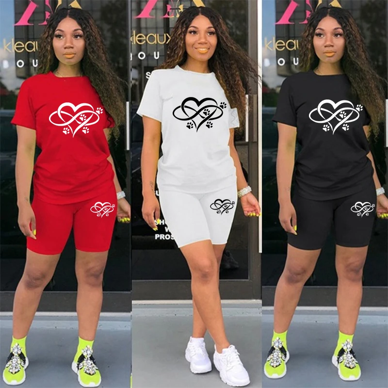 New Women Fashion Sexy Printed Two Piece Sets Summer T-shirt + Shorts 2 Piece Set Slim Fit Outfit Suits new asterix obelix these rugby are crazy oversized t shirt sets for men clothing shorts streetwear 3d printed tops t shirts