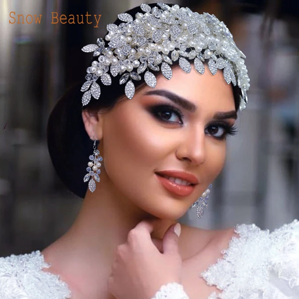 Wedding Crown Brides Hair Accessories Rhinestone Bridal Jewelry Earring Sets Crystal Bridal Headband Fashion Headpiece DZ065