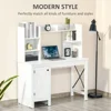 Farmhouse Computer Desk with Hutch and Cabinet, Home Office Desk with Storage, for Study, White 4