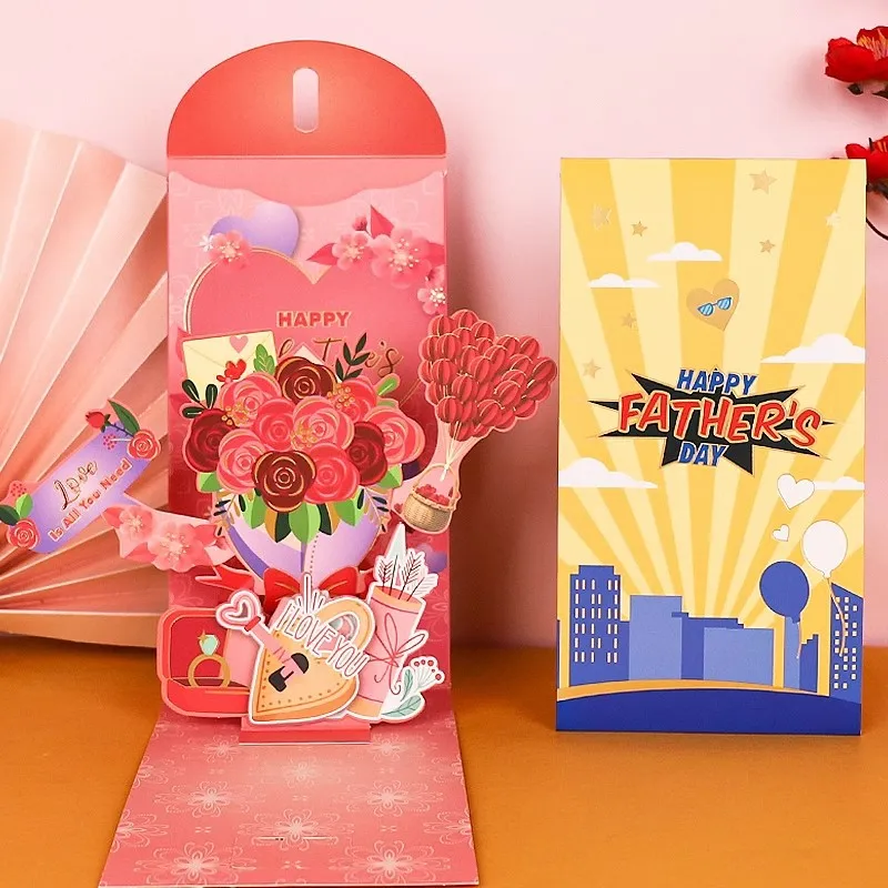 Festival Creative 3D Red Packets Cash Gift Bag Birthday Wedding Party Father's/Mother's/Valentine's Day Gift Cards Red Envelope