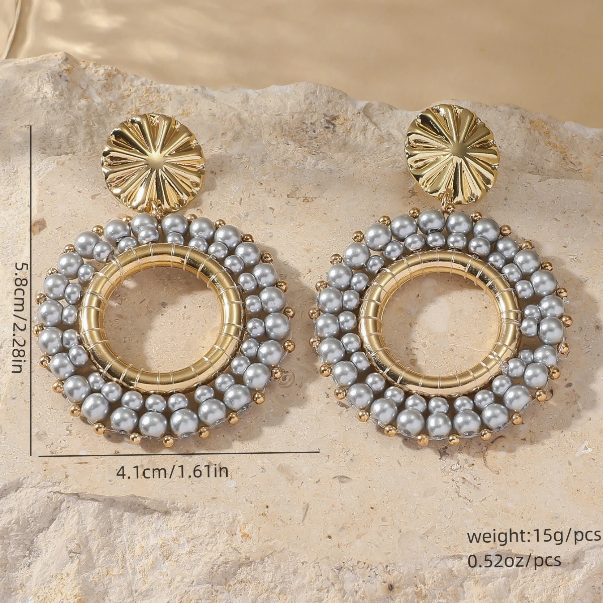 Elegant Imitation Pearl Beads Drop Earrings for Women Bohemain Handmade Round Shaped Dangle Earrings Summer Party Jewelry Gifts