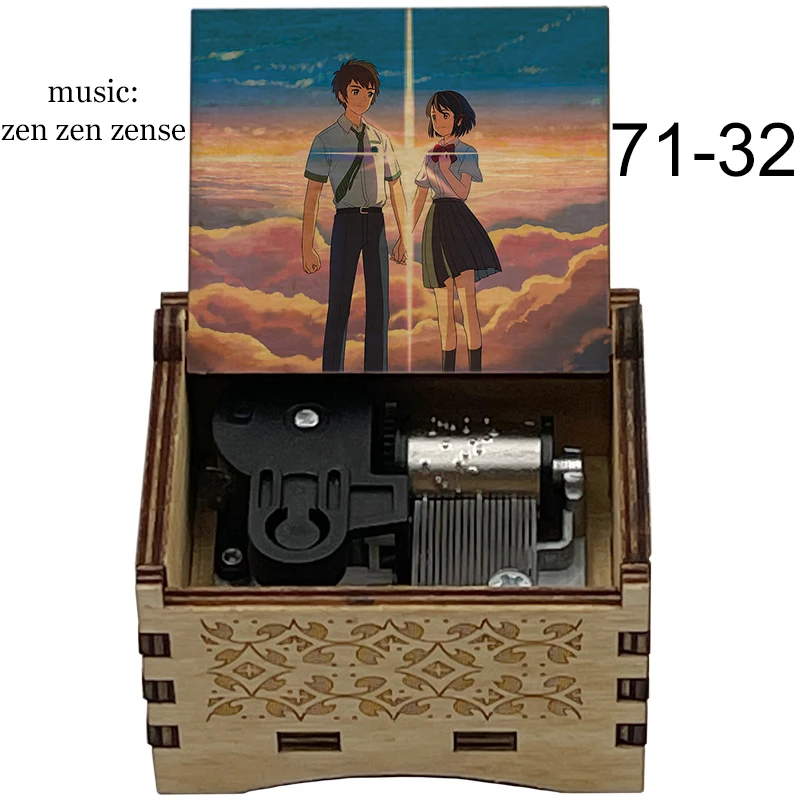 Black Wooden Mechanical Your Name Music Box Kimi no Na wa Zen zen zense Anime Fans Gift Children's Toys Birthday Cosplay Decor music box carousel music box