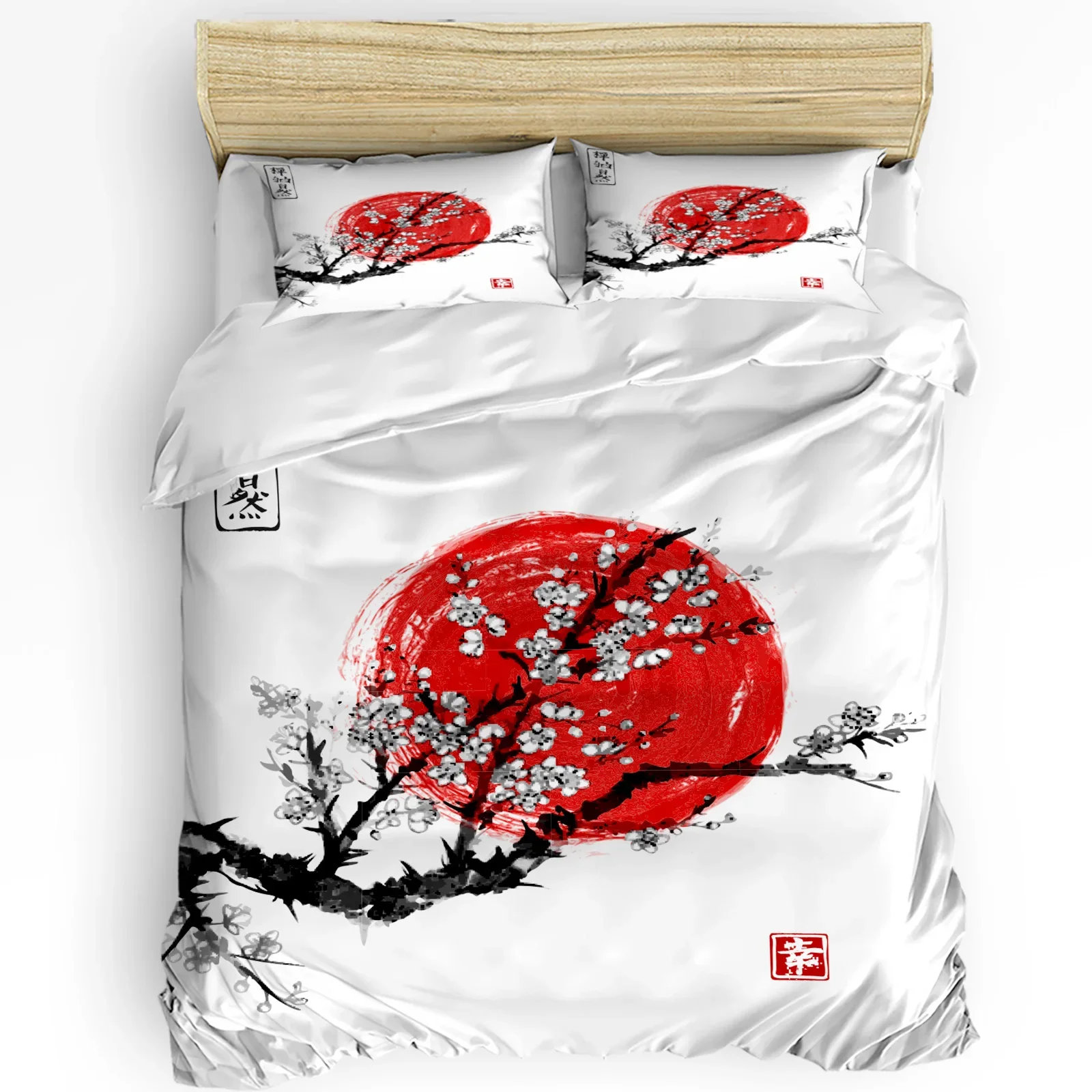 

3pcs Bedding Set White Plum Sun Home Textile Duvet Cover Pillow Case Boy Kid Teen Girl Bedding Covers Set