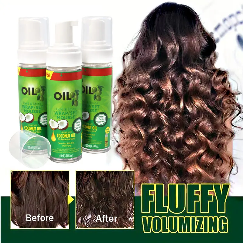 Hair Styling Mousse 100Ml Setting Foam Olive Oil Hold & Shine Wrap/Set Mousse Smell Good Hair Moisturizing Setting Lotion