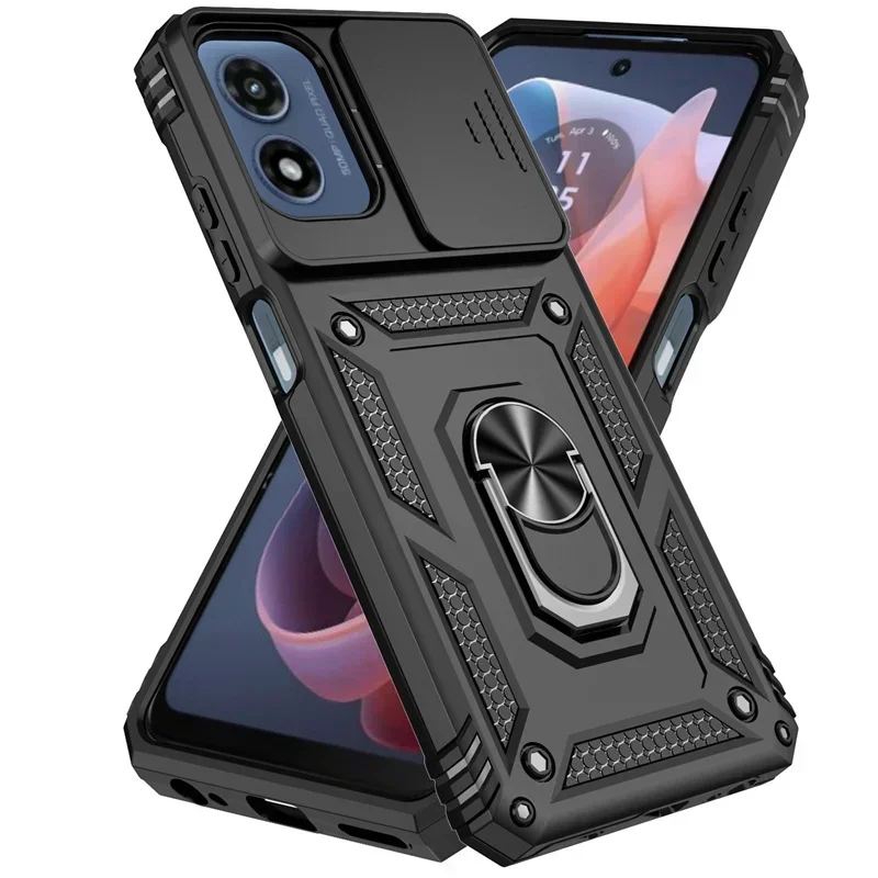 Armor Shockproof Case with Ring Holder and Slide Protection Cover