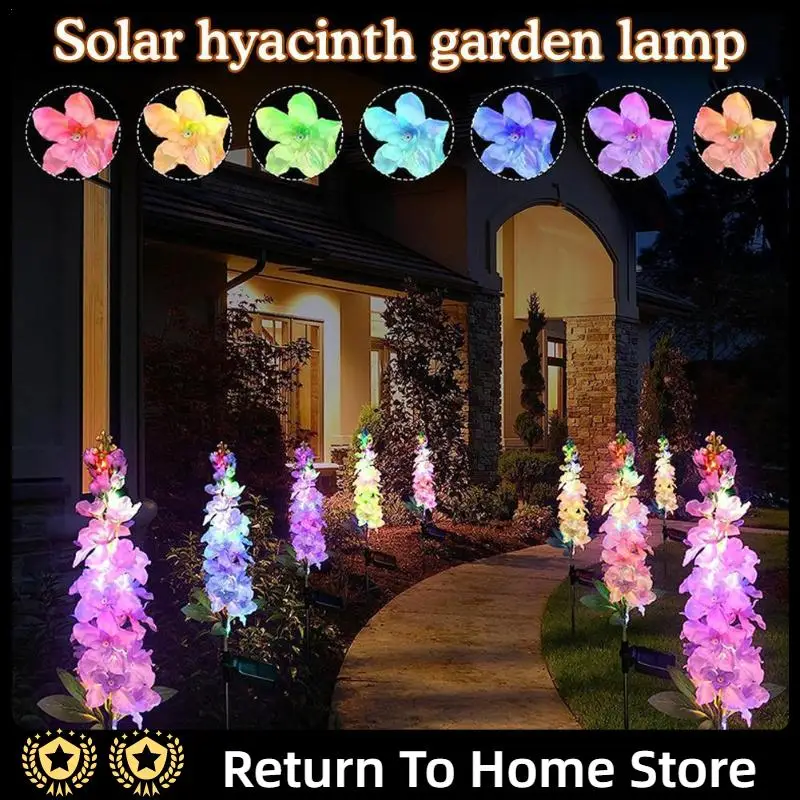 

Solar Hyacinth Flower Lamp Outdoor Simulation Violet Floor Mounted Lantern Waterproofing Of Courtyard Decorative Lights