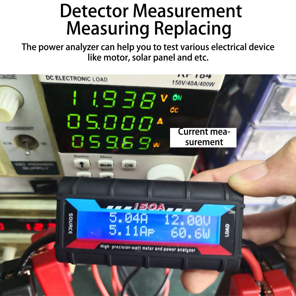 Power Meter Socket Voltage Current Meter Power Meter Watt Meter Reusable 150A Digital Replacement Electrical Motor LCD Screen Power Analyzer Voltmeter Ammeter Backlight