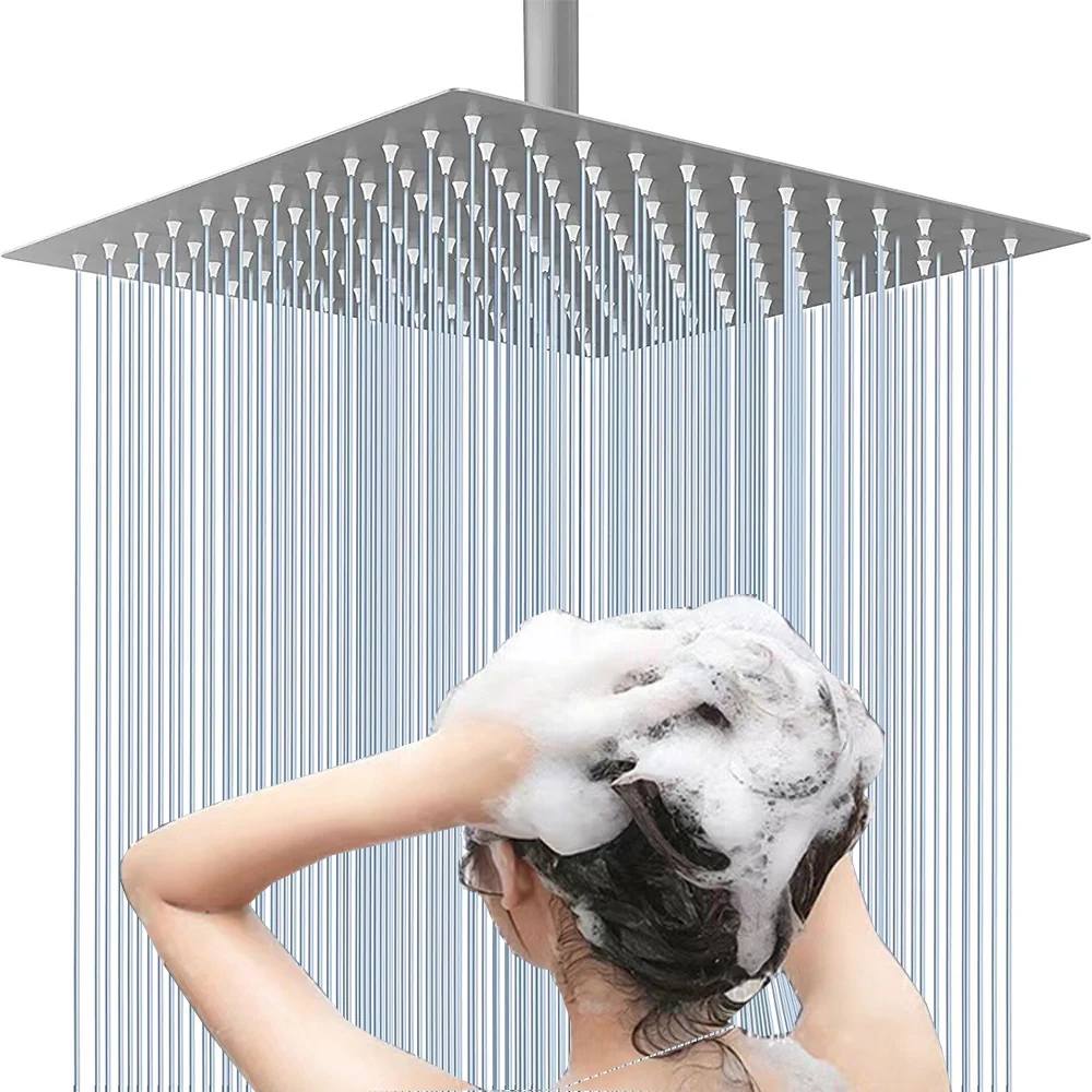 Pommeau De Douche Effet Pluie Large 10 Pouces - Inoxydable, Haute Pression, Réglable - Pour Salle De Bain Et Hôtel - 4