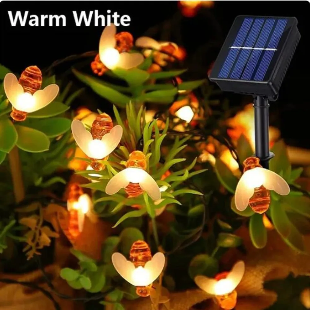 Solar String Light 20 LED Cute Bee Outdoor Wedding Garden Patio Party Christmas Tree Honeybee Starry Fairy Decor Lamp lonvis galaxy light led laser night sky projector ufo starry sky projection lamp star night light ceiling star lights