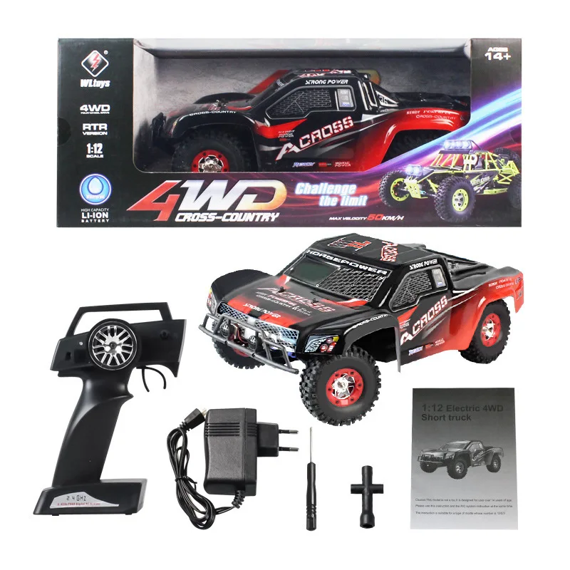 12423 2.4G remote control electric four-wheel drive short truck 1:12 full scale off-road high-speed vehicle drift car toy gift 5