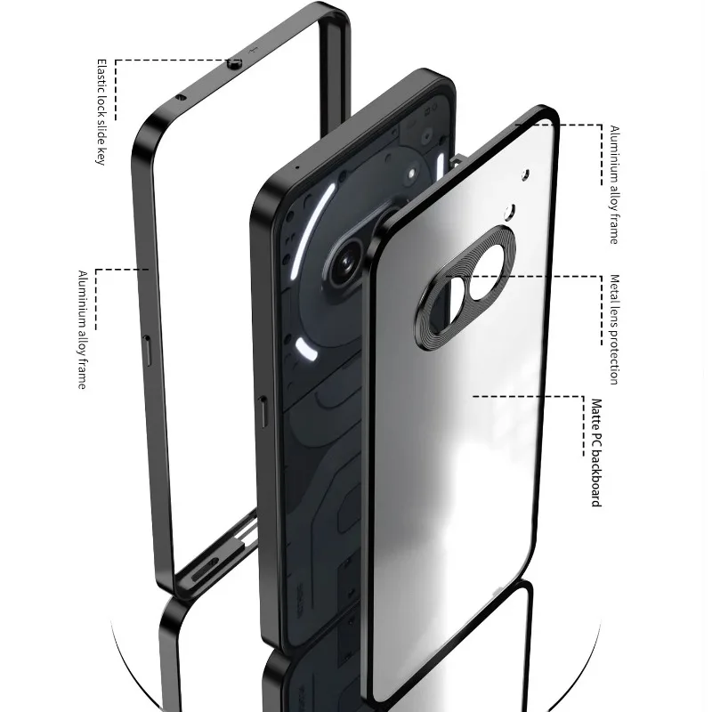 Shockproof Hard Cover with Aluminium Alloy Frame and Tempered Glass Back