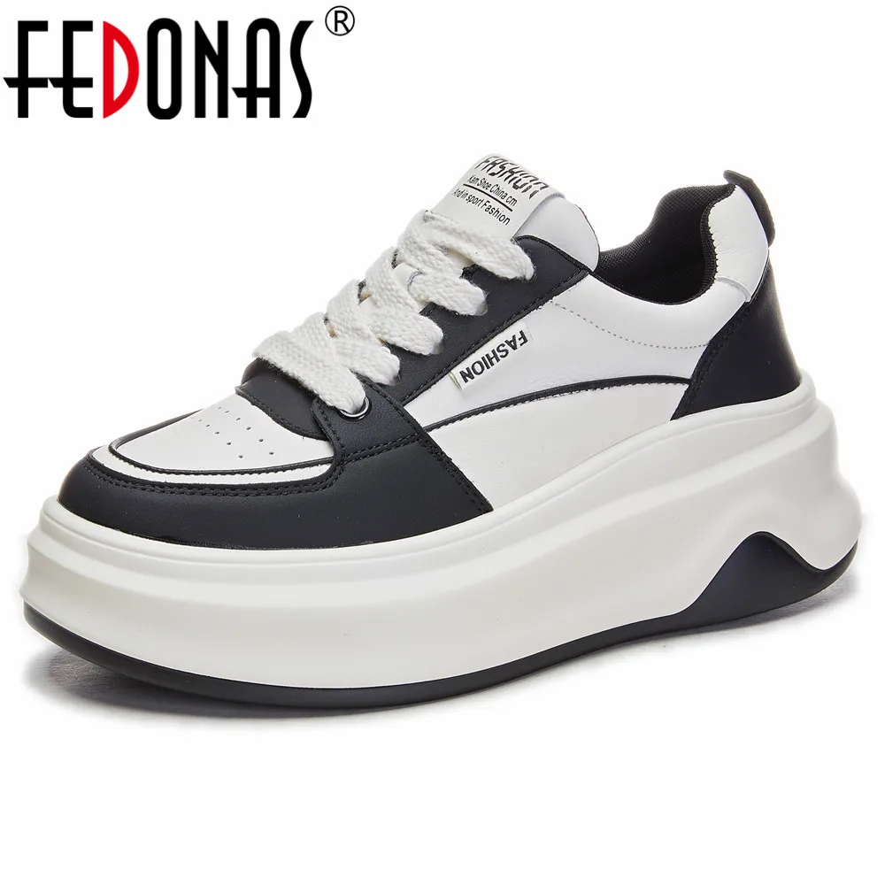 

FEDONAS Popular Women Sneakers Round Toe Platforms Shoes Woman Genuine Leather Leisure Spring Autumn New Lace-Up Sneakers Casual