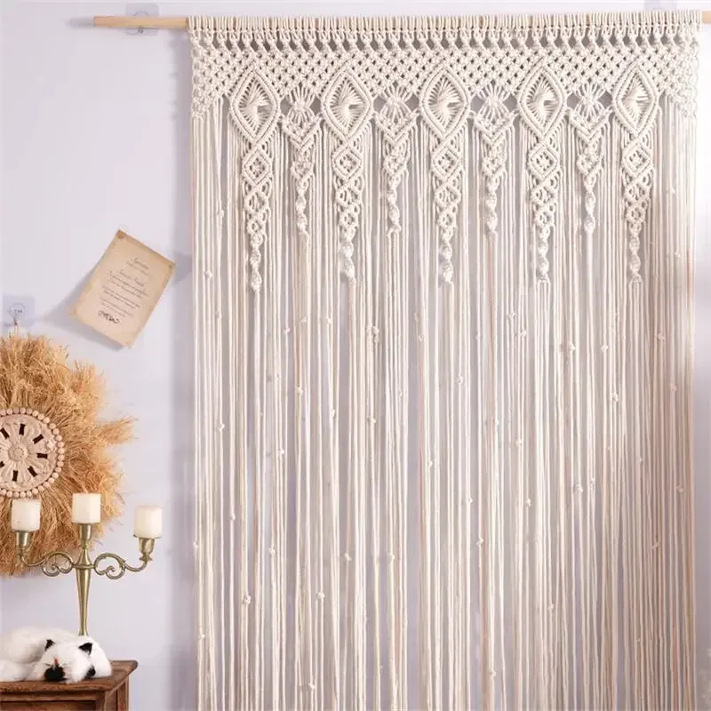 Hand-woven Macrame Wall Hanging Tapestry Door Curtain Cotton Art Tapestry Boho Decoration Bohemia Wedding Backdrop Wall Hanging tapestry decorations