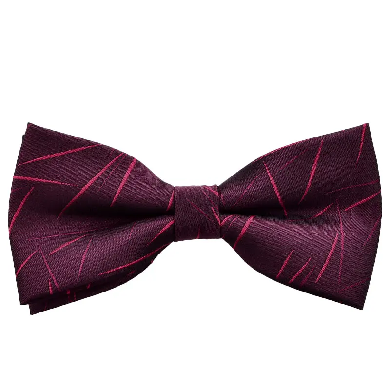 Men's Pure Color Striped Double Bow Tie - Elegant Fashion Accessory