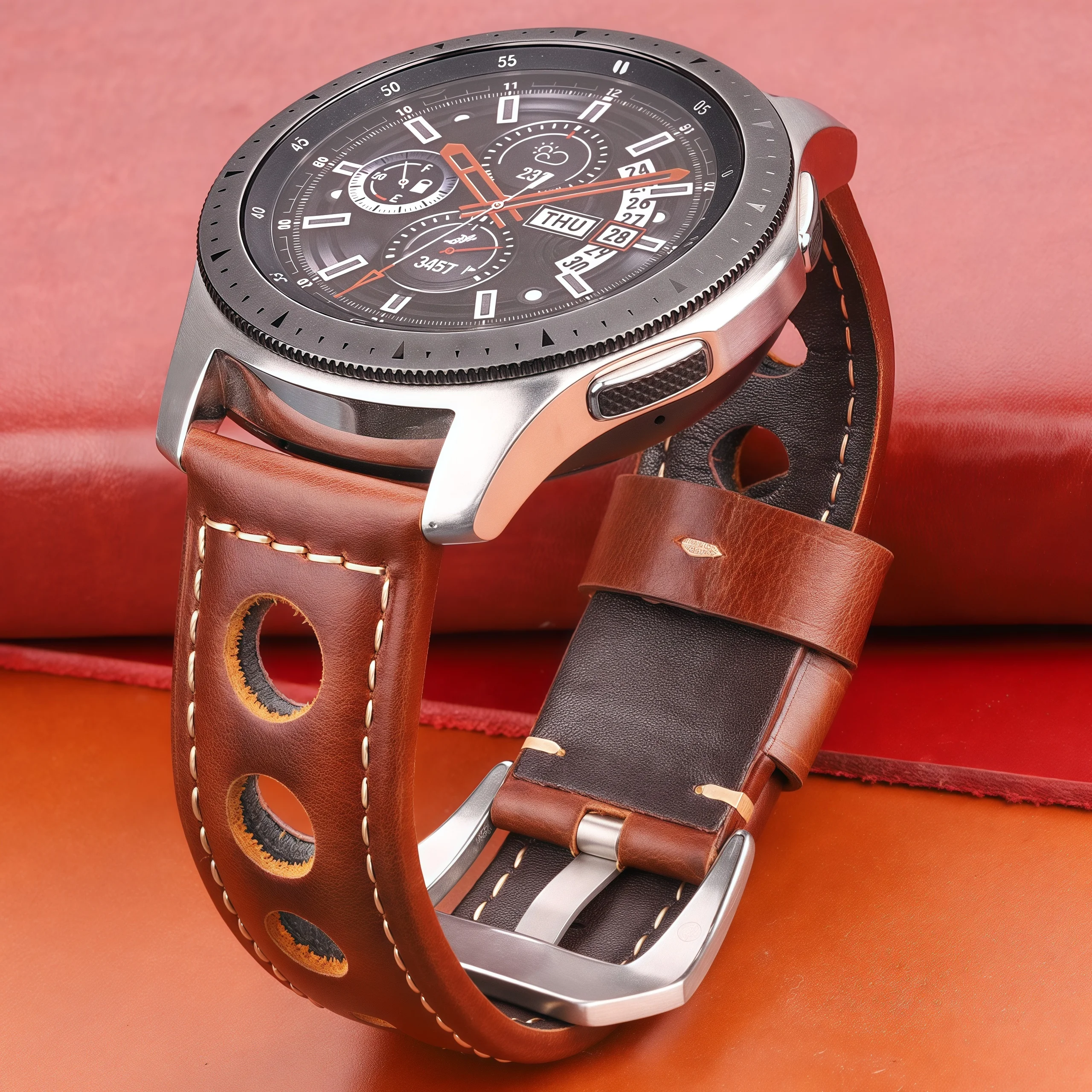 Vintage Genuine Leather Watch Strap - Retro Cowhide Band with Stainless Steel Pin Buckle