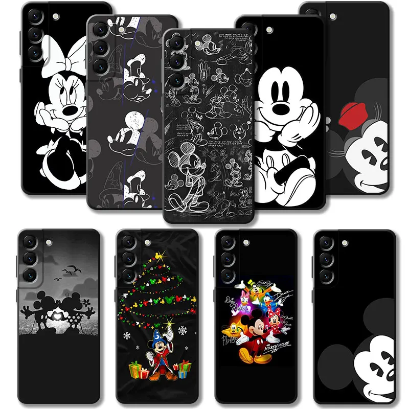 Custodia Per Samsung Galaxy S24 S23 S22 S21 S20 Fe Ultra S10 Plus Note 20Ultra 10 Plus Disney Mickey Minnie Black White Art