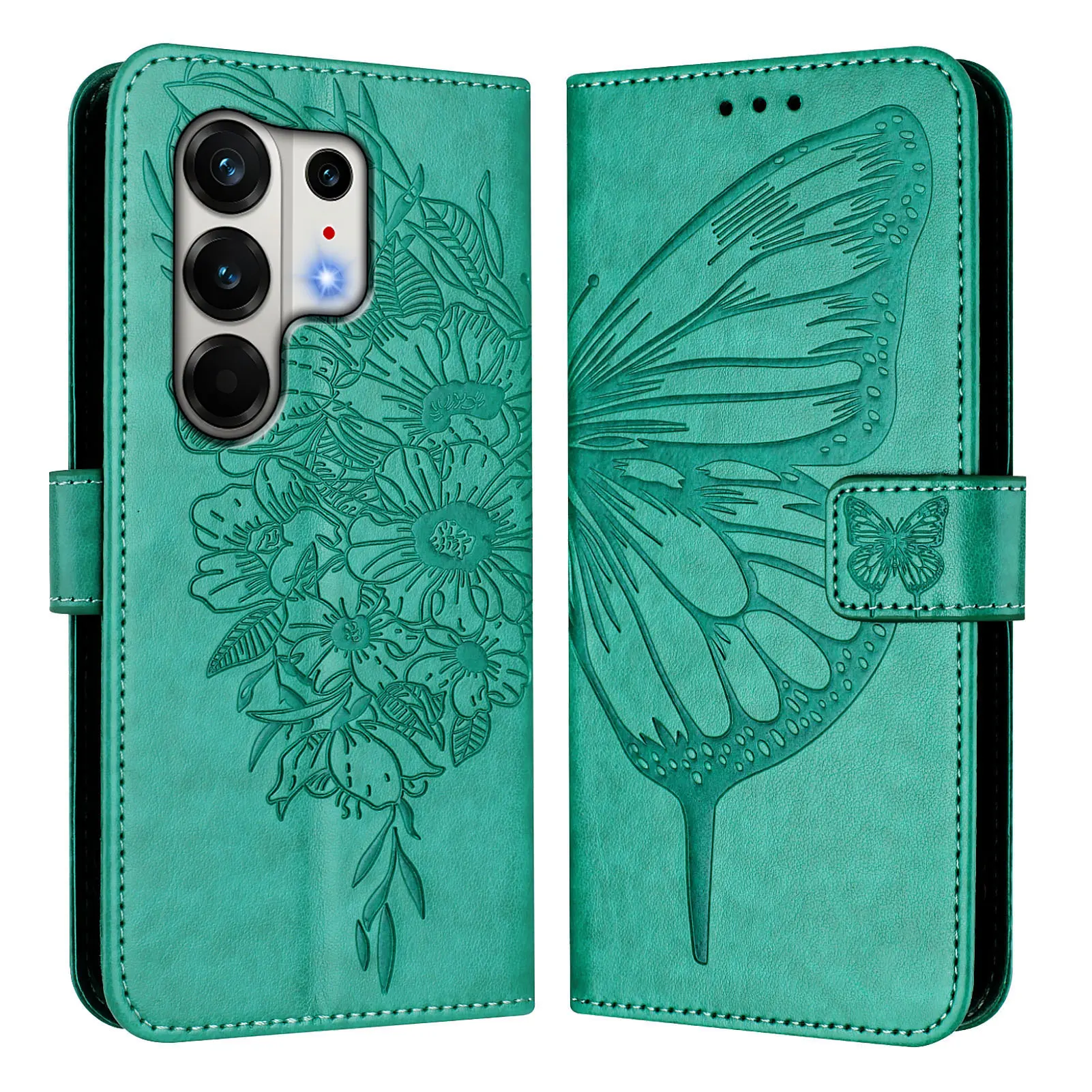 Classic Embossed Leather Phone Wallet Flip Case