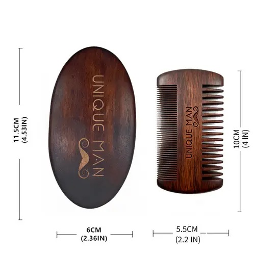 Men's Beard Brush & Comb Set, Natural Material, 100% Pure Wild Boar Bristle Beard Brush & Comb Set, Comes with a Travel Bag - Image 6