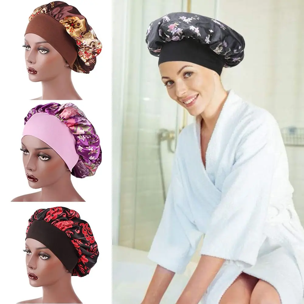 Fashion Printing Soft Silk Satin Bonnet Smooth Women Night Sleep Hat Head Wrap Cover Hair Care Chemo Caps With Elastic Wide Band | Красота и
