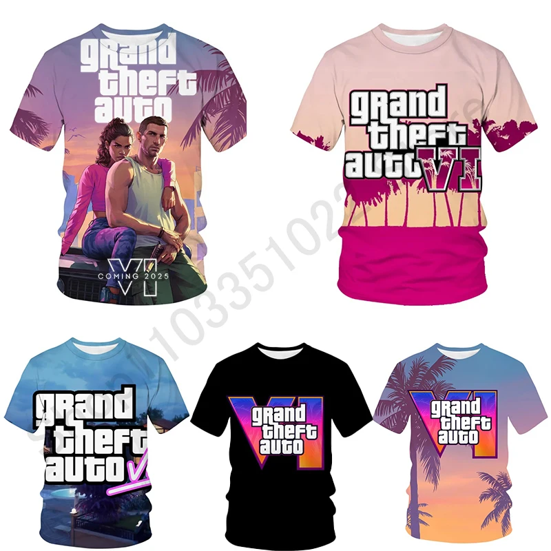 

Grand Theft Auto GTA 6 T-Shirts 3D Print Streetwear Men Women Casual Fashion Oversized T Shirt Kids Tees Man Clothing T Shirt