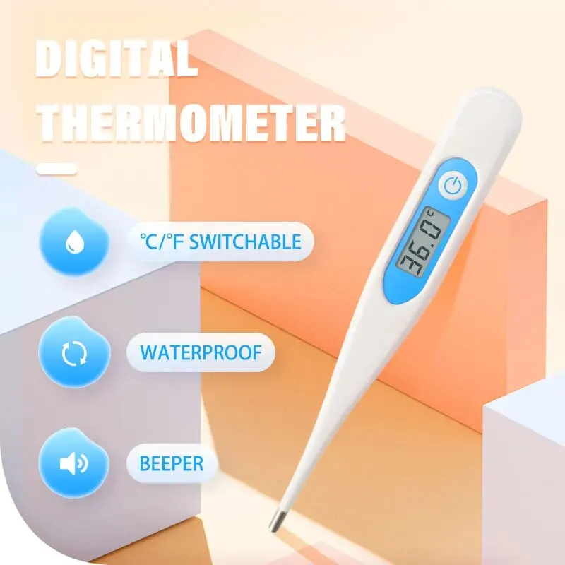 Rigid Hard Tip Waterproof Digital Thermometer Beeper Function Fever