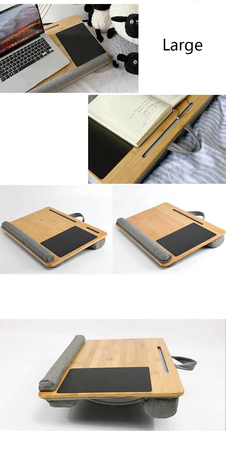 Description Picture 6 of itemBamboo Portable Mini Laptop Desk on Lap study table for bed Lazy Home Picnic Camping Car with Office Lunch Break Pillow