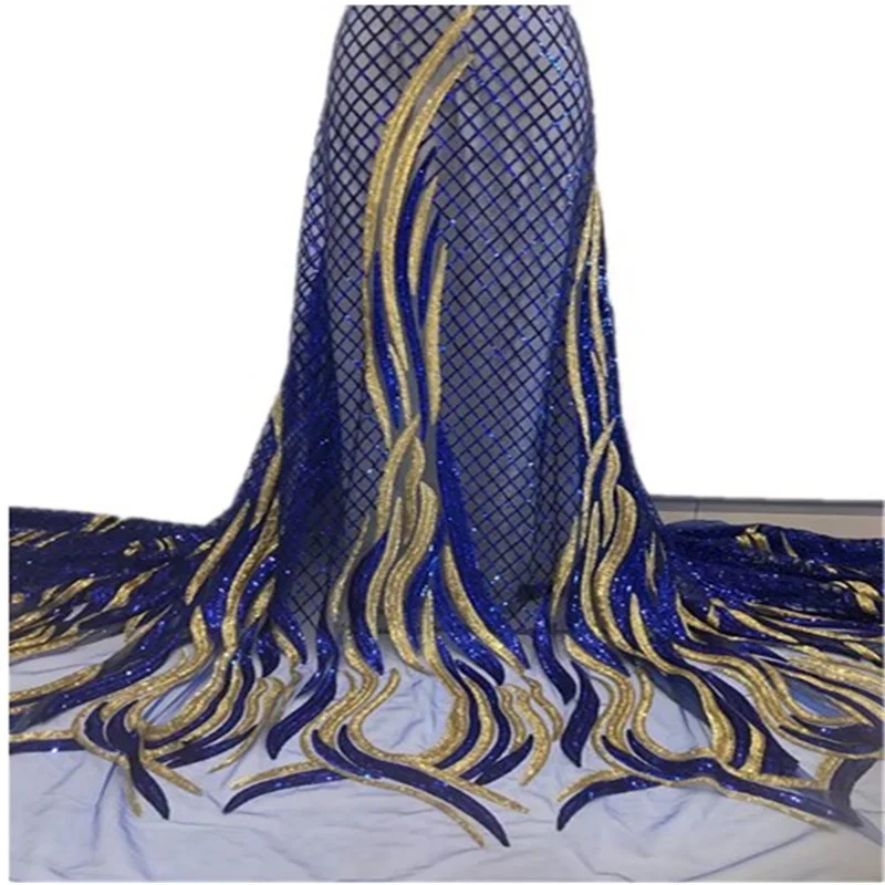 

African Luxury Sequins Lace Fabrics Latest Sequins Embroidery French Tulle Mesh Lace Fabric Material For Party Wedding FL122