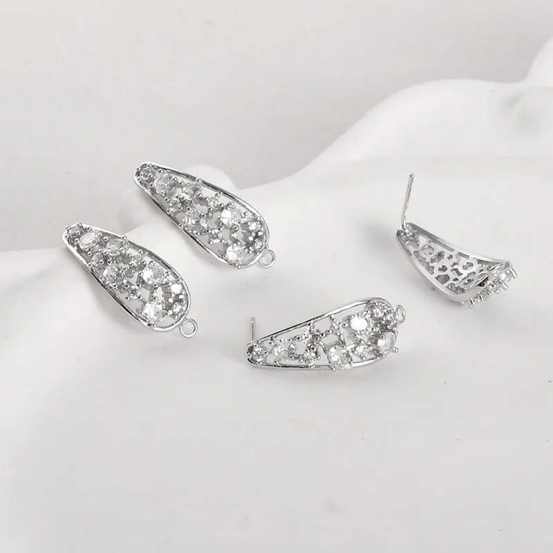 14k 리얼 골드 색상 유지 지르콘 곡선 표면 속이 빈 긴 물방울 모양 드롭 귀걸이 DIY 귀걸이 액세서리